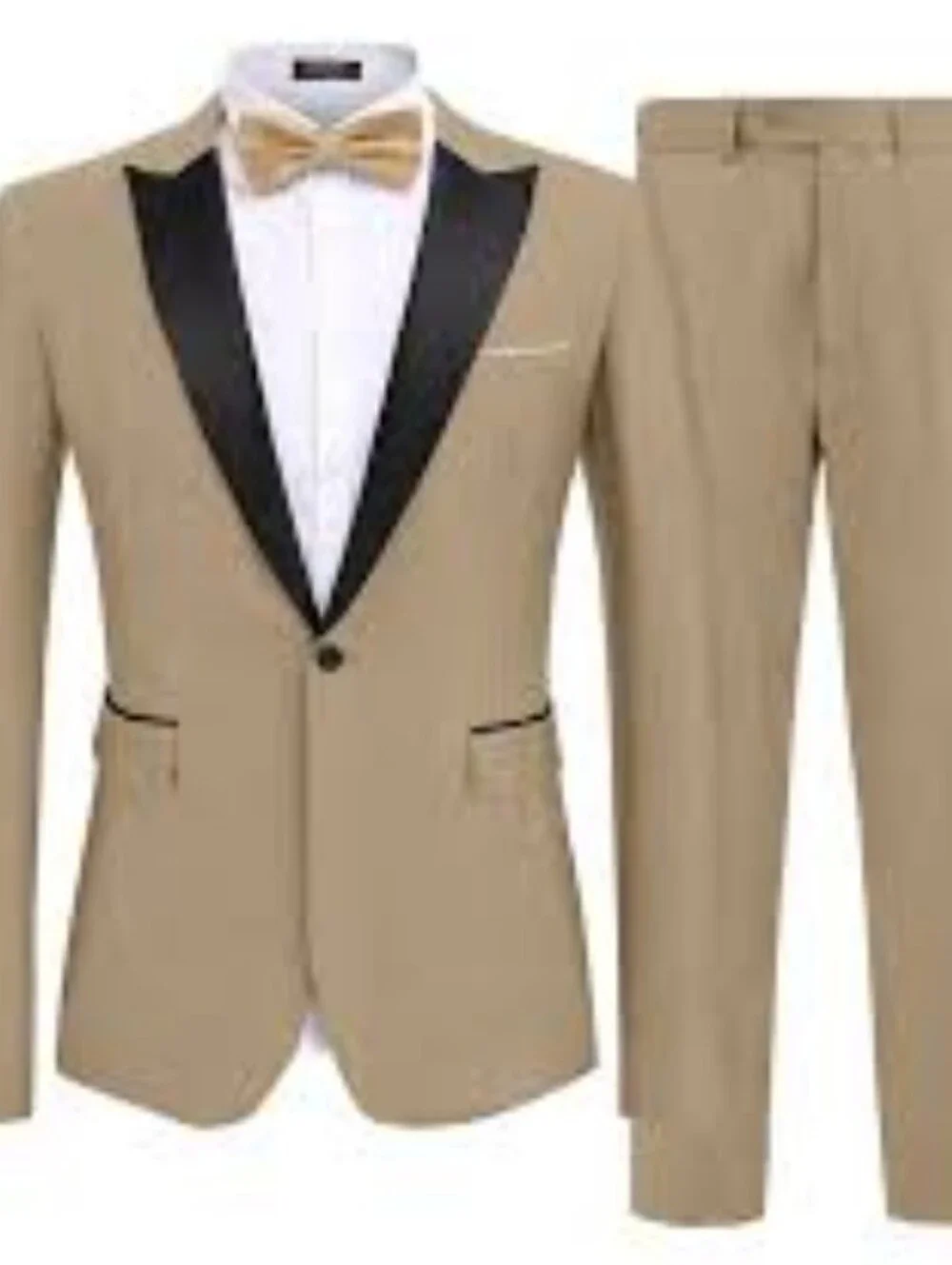 Coofandy Tan & Black 2 Piece Tuxedo Suit Size XL NWT